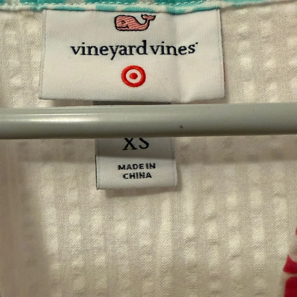 Vineyard Vines Women's  White seersucker Dress with Colorful Accents size XS - Picture 2 of 4